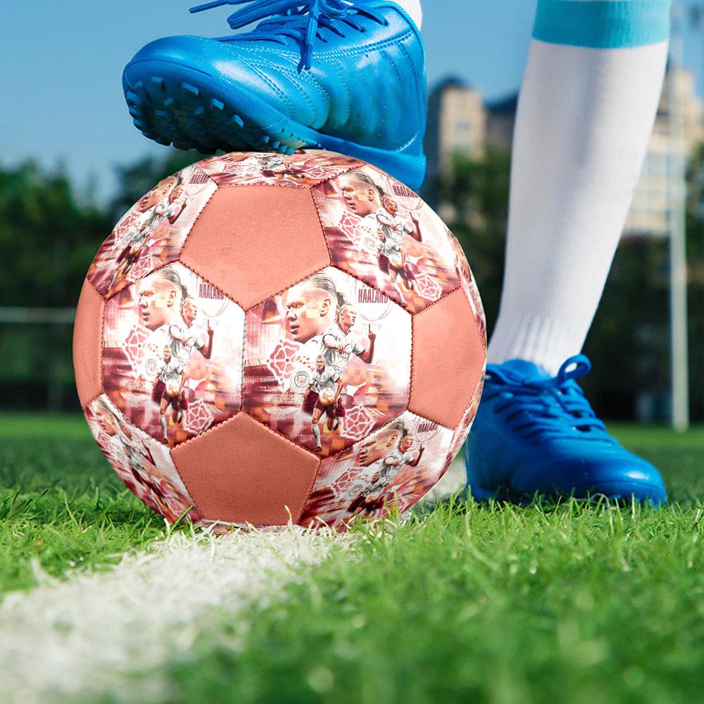 1PC Haaland Talent Size 5 Soccer Ball PrahaIndoor Soccer Ball Colorful All Ages Machine Stitched PVC Competition Ready Durable High-Bounce