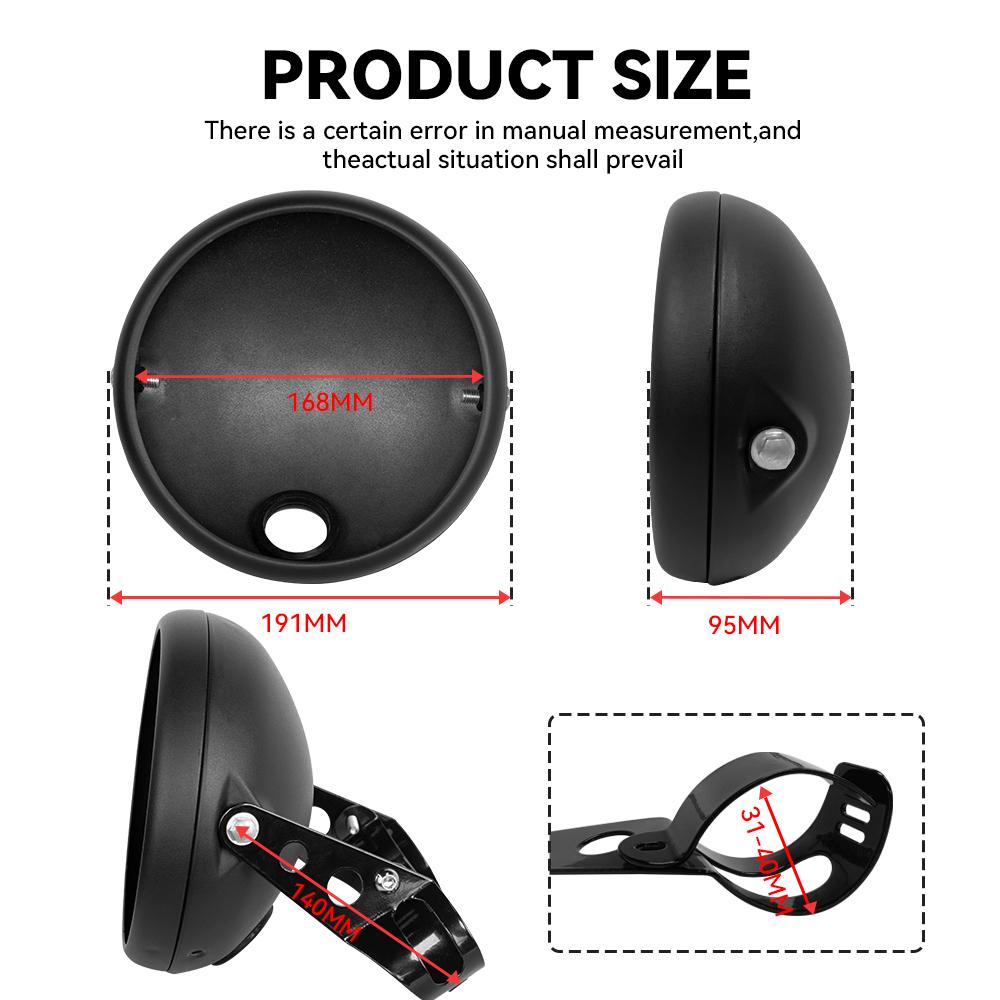 7.5 inch Universal Cafe Racer Round Motorcycle LED Head lamp Headlamp Distance Light Refit 7.5'' Motorcycle Headlight Cafe Racer