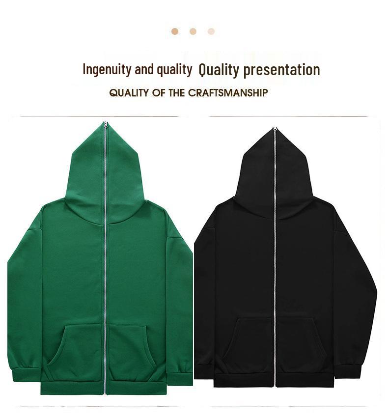 Men's Solid Color Full Zip Hoodie Sweatshirt