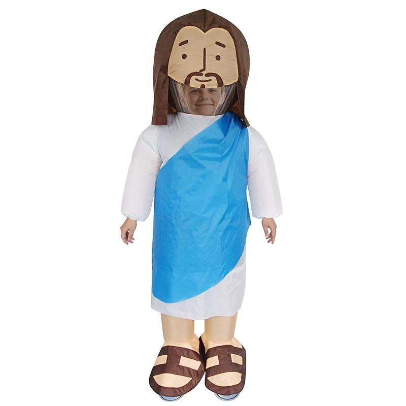 

Костюм Иисуса Надувной Костюмы на Хэллоуин Рождество Пасха Косплей Христианский kids height 100-155cm синий