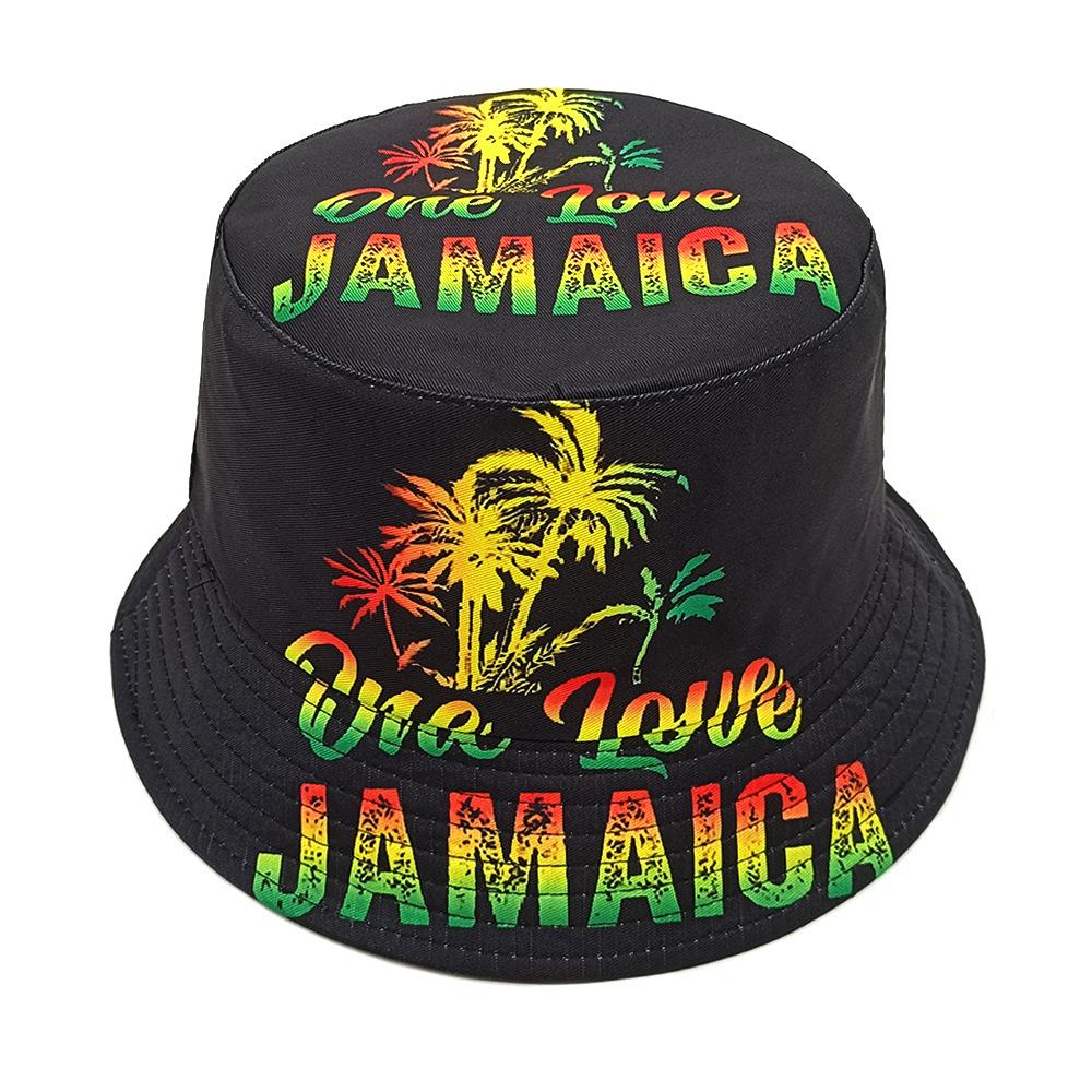 JANAICA Sombrero de Cubo Estampado One Love Unisex Viaje Decorar Panamá Mujeres Hombres Verano Exterior Protector Solar Sombreros de Pescador Rasta Reggae
