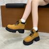 Women's Ankle Boots and Short Boots Thick-soled Lace-up Color-blocked Casual Women Shoe Autumn/winter Work Boots Female