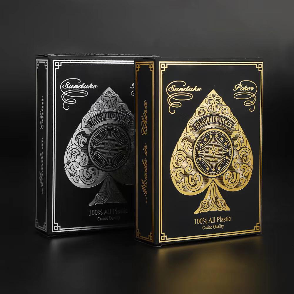 Luxury Texas Hold'em Poker Cards with Gold & Silver Edges in Gift Box Set