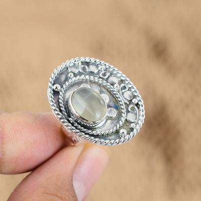 Birthday Gift For Her Natural Moonstone Promise Adjustable Ring 925 Silver