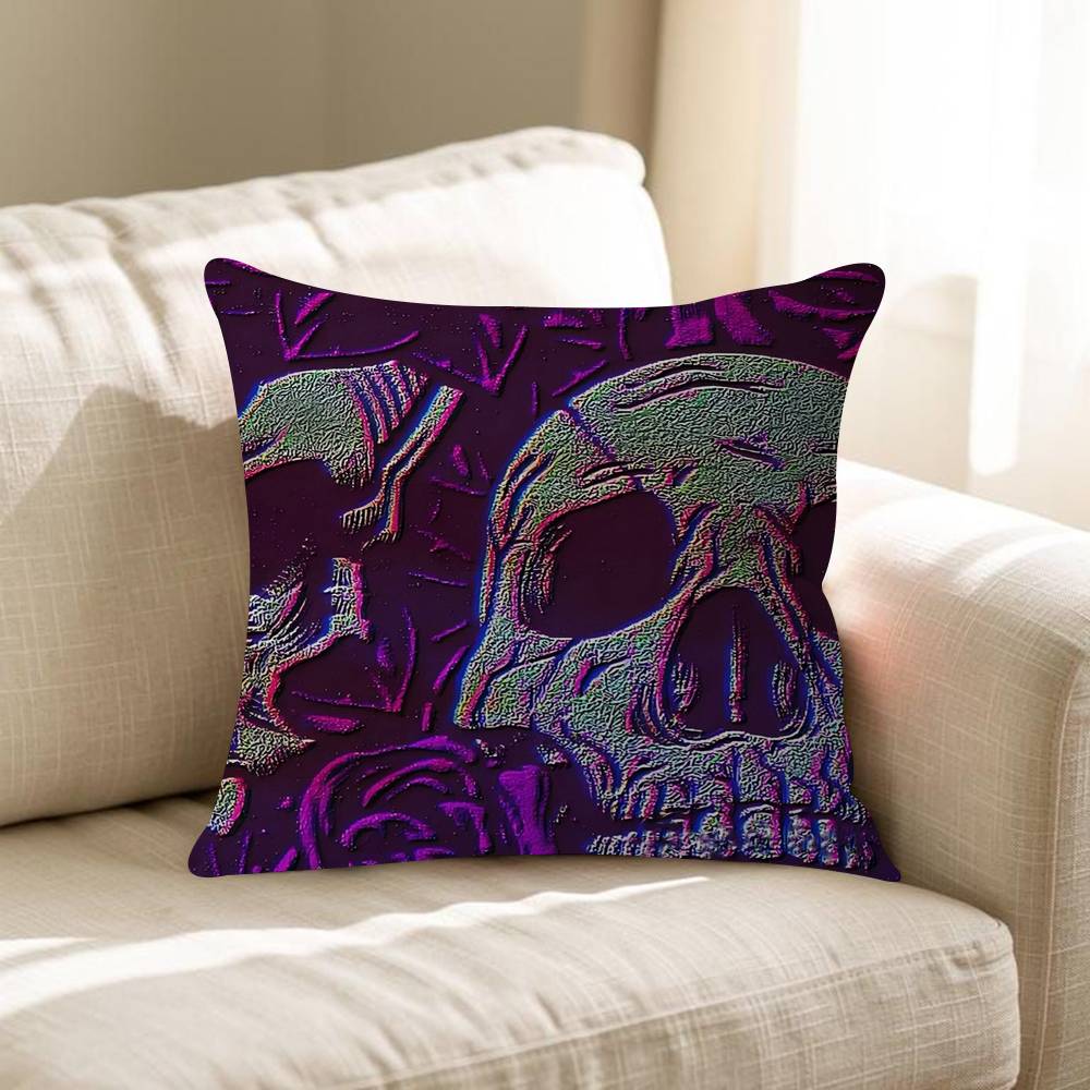 Artistic Skeleton Girl Maple Design Cushion Cover Happy Autumn Harvest Decor Holiday Decorati Pillow Cover