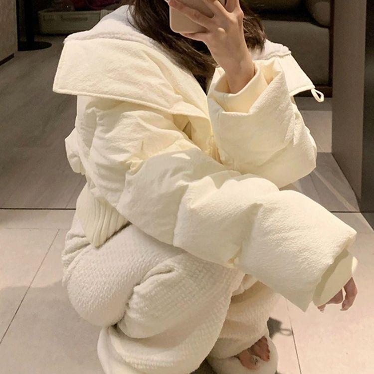 Down Cotton-padded Clothes Women's Short Loose Thickened Warm Bread Clothes Casual Retro Cotton-padded Clothes Fashion Couple Cotton-padded Jackets