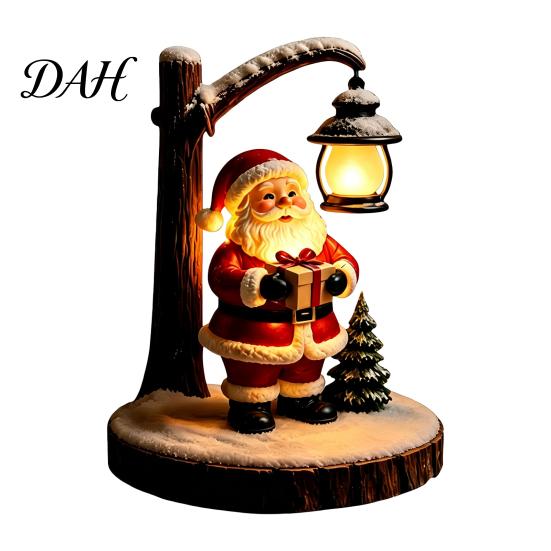 Cute Resin Night Light for Nursery Christmas Santa Claus Reading Lantern, Snowman Elk LED with Warm Battery Operated Glow, USB Tabletop Decor