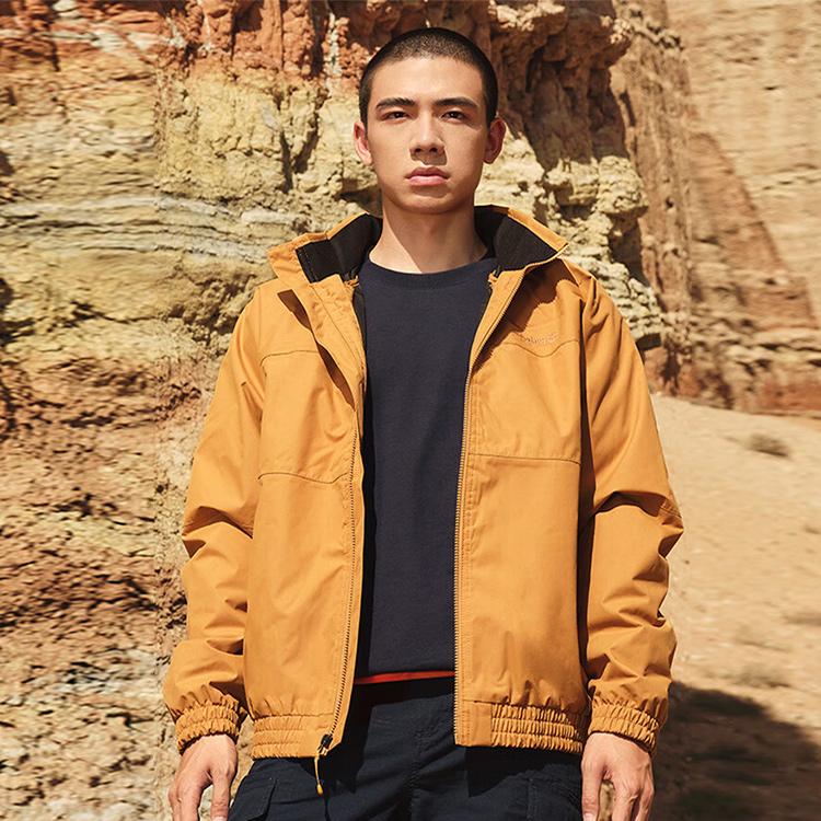 Timberland Solid Color Outdoor Waterproof Three-In-One Hooded Jacket Men Jackets Wheat A6NFS-P47