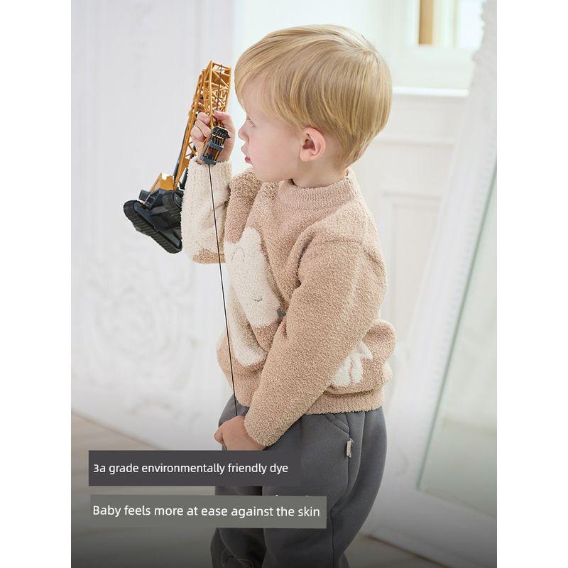 David Bella Girls' Half-Velvet Sweater Boys' Half-Turtleneck Knitwear 2026 Spring New Children's Top