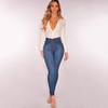 Dámské elastické džíny Jeggings kalhoty s vysokým pasem Skinny Denim Pants Plus Size