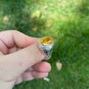 Shiny Citrine Stone Men's Ring - 925 Sterling Silver Decorated Jewelry , Turkish Design Ring, Special Day for Men, Birthday Gift Idea