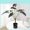 Style Artificial Alocasia Odora Leaf Plant With Handcrafted Basket For Home Decor