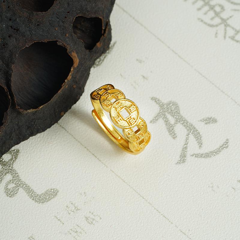 National Trend Ancient Fasha Ring National Style Retro Coin Ring National Trend Design