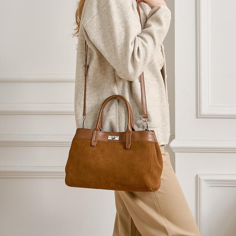 Suede casual cowhide messenger bag women's shoulder niche leather large capacity women's high-end women's handbag