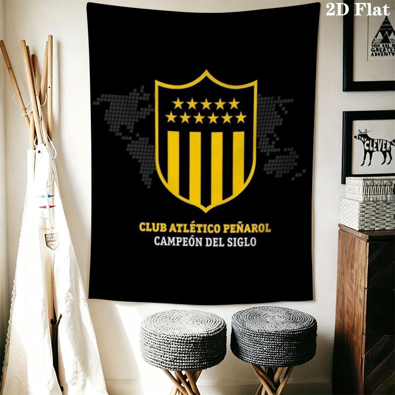 Penarol Fußballverein Wandteppich Ästhetisches Wandbehang Gedruckter Stoffdecke Dekorative Wandteppiche für Schlafzimmer Wohnzimmer Heimdekoration