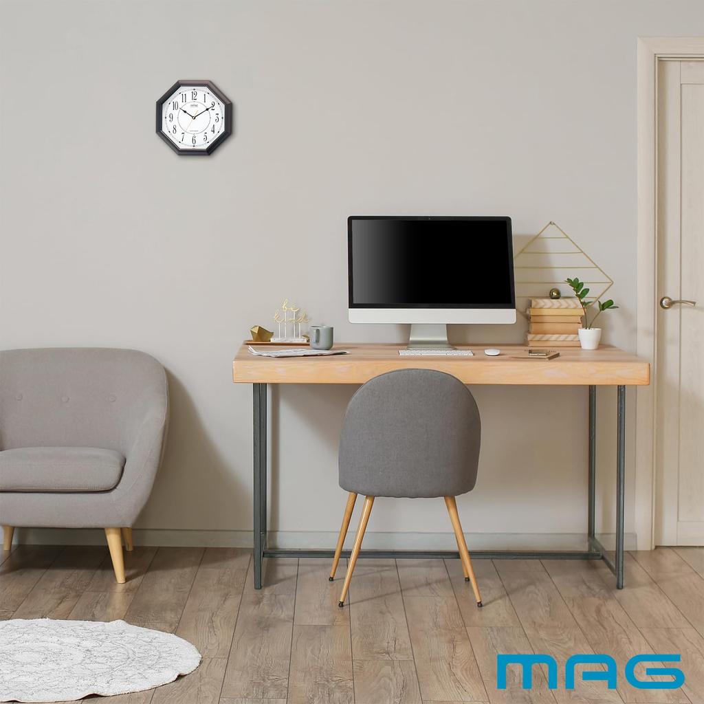 MAG Wall Clock Octagonal Analog Octago Silent Continuous Second Hand Brown W-287BR-Z