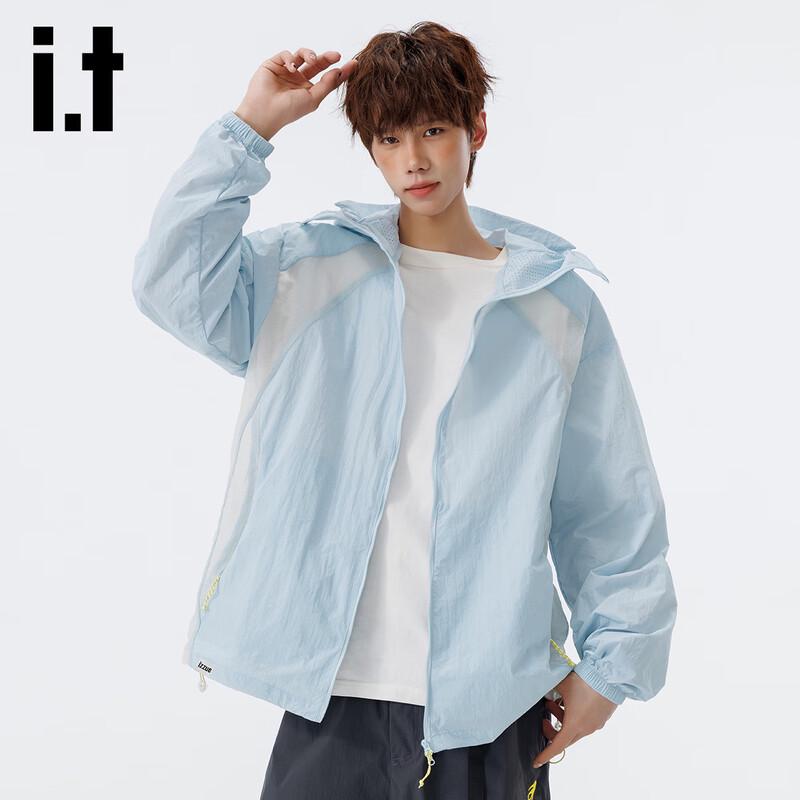izzueit Men s UPF50+ Ice Silk Hooded Sun Protection Jacket L