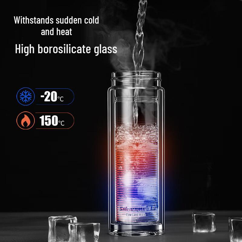 ZISIZ Portable Double-Layer Glass Tea Infuser Bottle