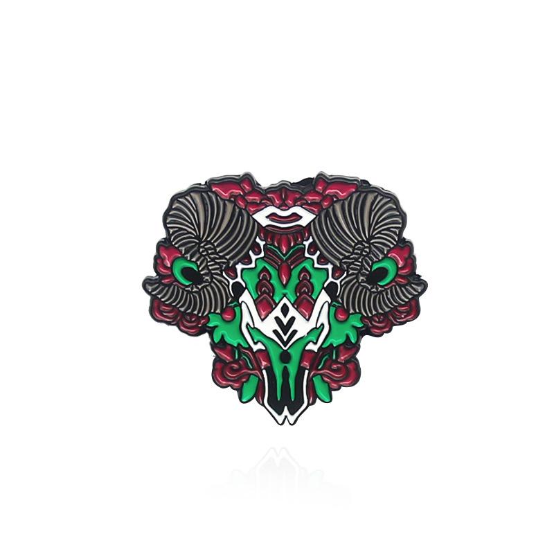 Halloween Personality Animal Skeleton Enamel Pins Dark Black Brooch Plague Doctor Heart Wine Hell Badge Denim Shirt Lapel Pin Go