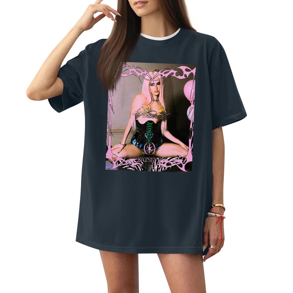 Women's Casual Printed T-Shirt Round Neck Pullover Short Sleeve Top