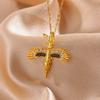 Designed Green Stone Eagle Stainless Steel Necklaces for Women 18K Gold-plated Necklace New Wedding Jewelry Vacation Accessories