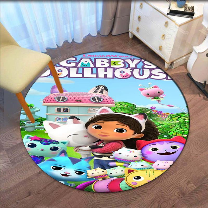 Gabby's Poppenhuis Bedrukte Ronde Vloerkleed Tapijt Stoelkleed Gebiedskleed Entree Deurmatten, voor Kantoorstoel Woonkamer Slaapkamer Keuken.