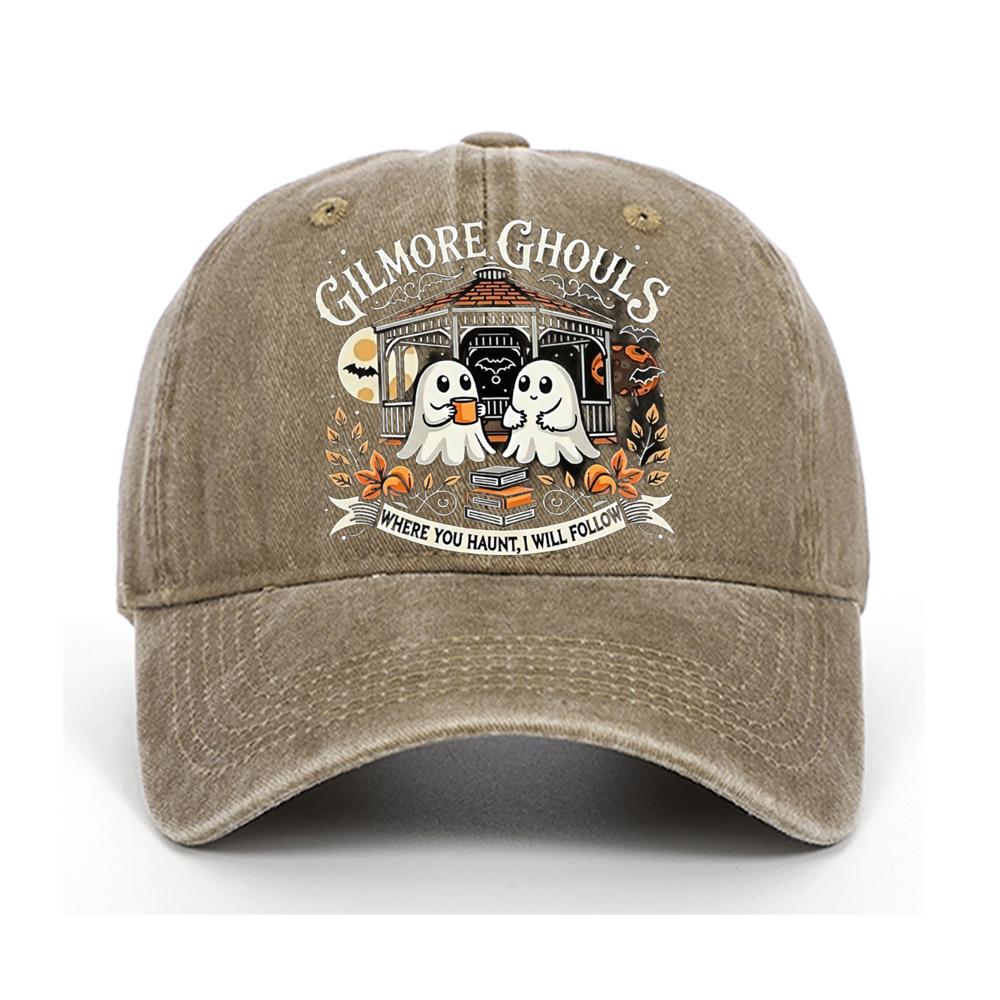 Letter Ghost Printed Baseball Cap for Men and Women, Adjustable Outdoor Sun Protection Hat, Halloween Holiday Gift Decoration