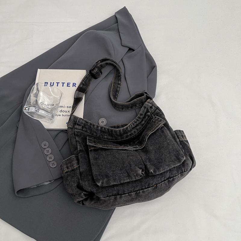 Women's Large Capacity Commuter Tote Bag Denim Shoulder Crossbody Bag