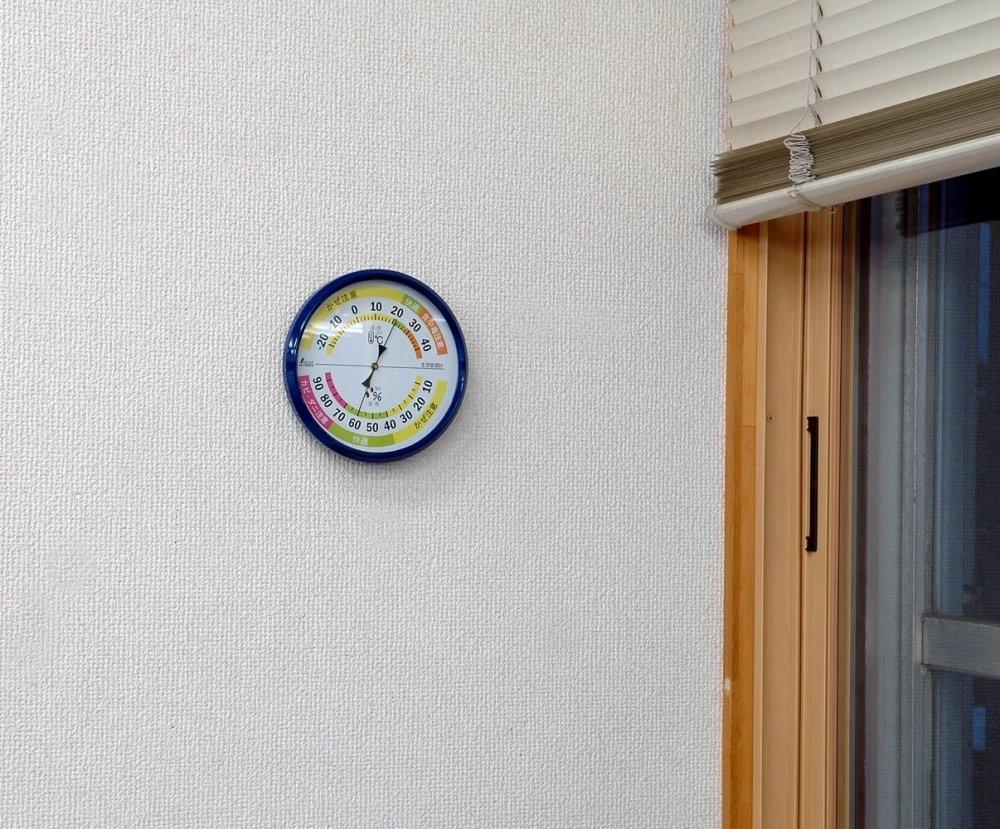 Shinwa Sokutei Thermohygrometer Round Blue 10cm 70508 F-4M