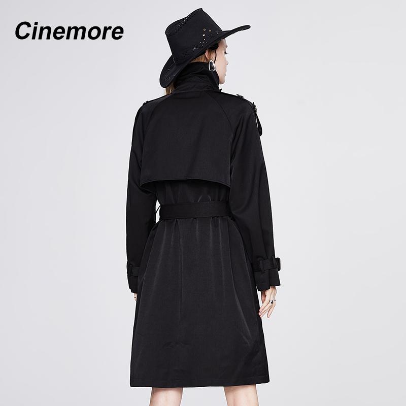 Cinemore Jachetă de vânt pentru femei, nou 2022, ocazional, la modă dublu, cu guler răsturnat, cu mânecă întreagă, haină elegantă pentru femei 92322