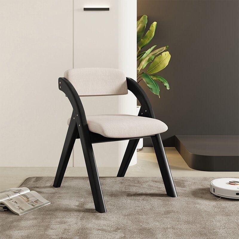 Foldable Wooden Dining Chair With Thickened Backrest Lightweight Multi-Use Home Office Adults
