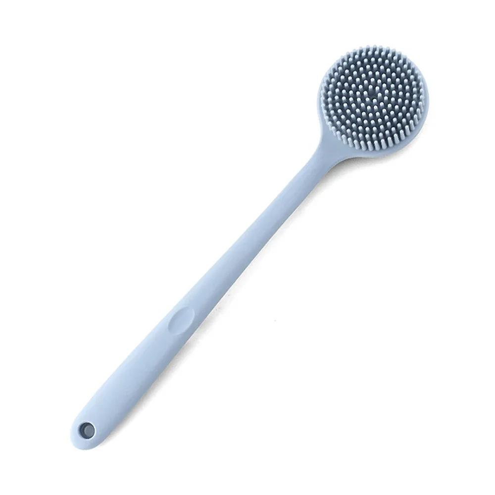 Double-Sided Silicone Brush Body Bath Shower Brush Long Handle Bathing Massage Back Body Exfoliating Scrub Skin Body Scrub Brush