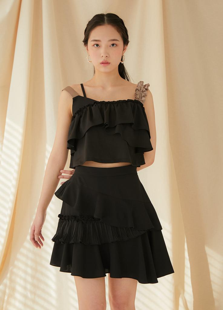 Dear Ryu Tiered Skirt #Black
