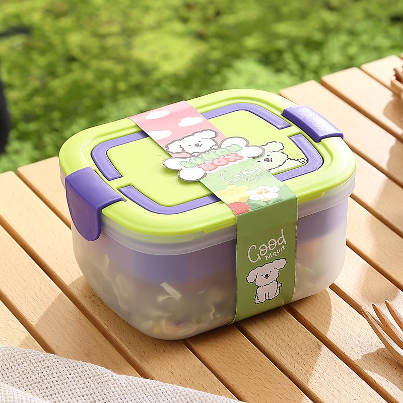 Portable Microwave-Ready Bento Box with Compartments for Students - Fresh-Keeping Salad & Snack Container