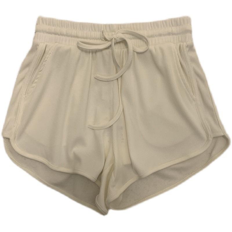 Dámské letní sportovní kraťasy Ice Silk s vysokým pasem, korejská verze, uvolněné domácí pyžamové kalhoty velké velikosti, široké nohavice, teplé kalhoty