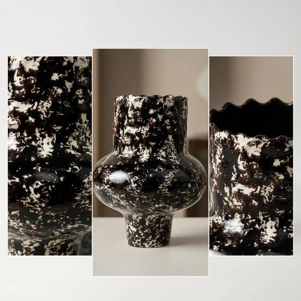 Flower Vase Resin with Wavy edge Decorative Vessel for Homeowners, Decorators, Living Room,