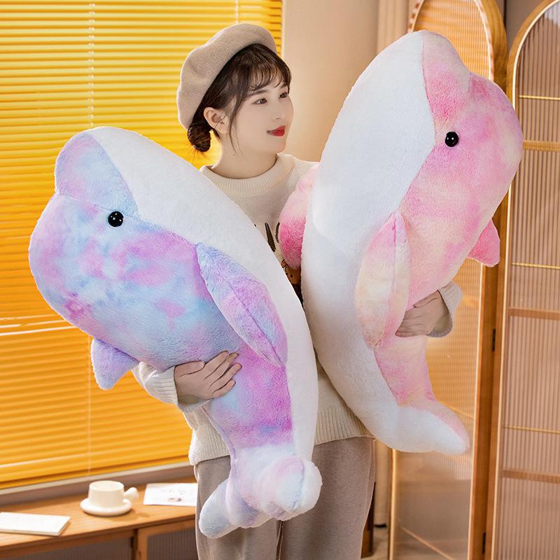 Colorful Dolphin Doll Sleeping Pillow Ragdoll Children's Bed Large Whale Plush Toy Boys and Girls