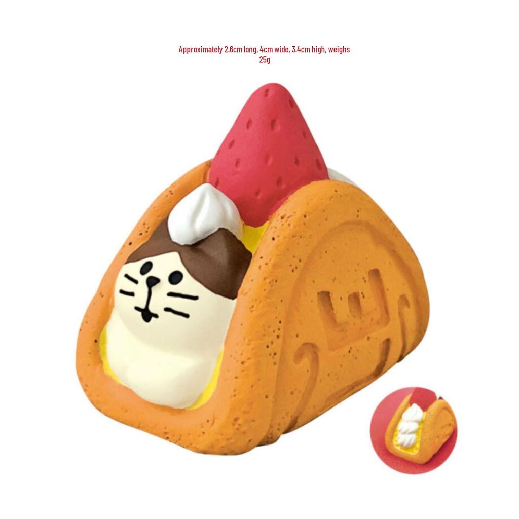 Japanese ZAKKA Cat Strawberry Chocolate Cake Shop Resin Ornament
