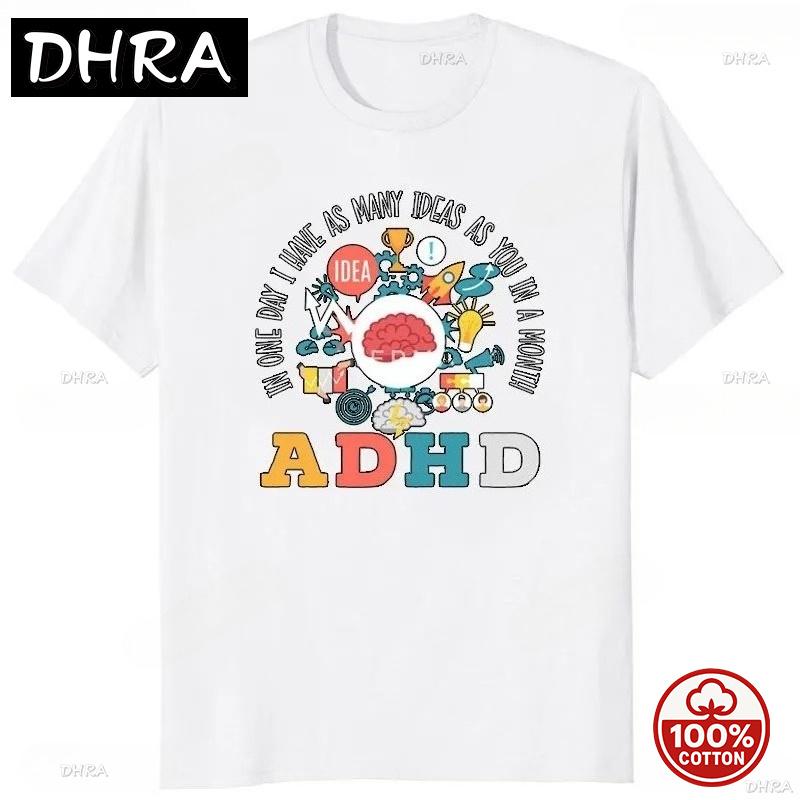 Fun Unisex Cotton Summer Tshirts For Brain Neurodiversity Autism Spectrum Disorder And Attention Deficit Hyperactivity Disorder