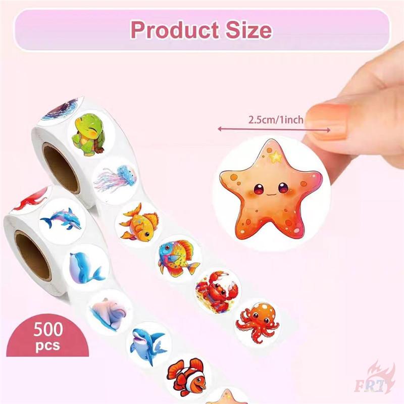 500Pcs/Roll Q Marine Animals Kids Rewards Stickers - DIY Scrapbooks Album Decor Sealing Label Decals