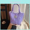 Trendy Korean Style Handbag For Women Autumn Fashion Bucket Tote Bag In Black And Purple
