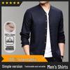Men's Pure Linen Long-Sleeve Shirt with Stand Collar