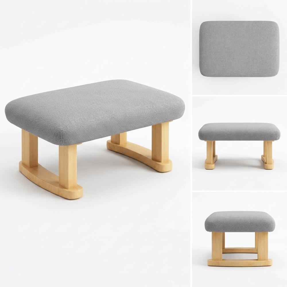 Smooth Solid Wood Foot Stool Rounded Edges Burr-Free Edges Shoe Changing Bench Anti-Slip Pads Compact Size Wooden Stool