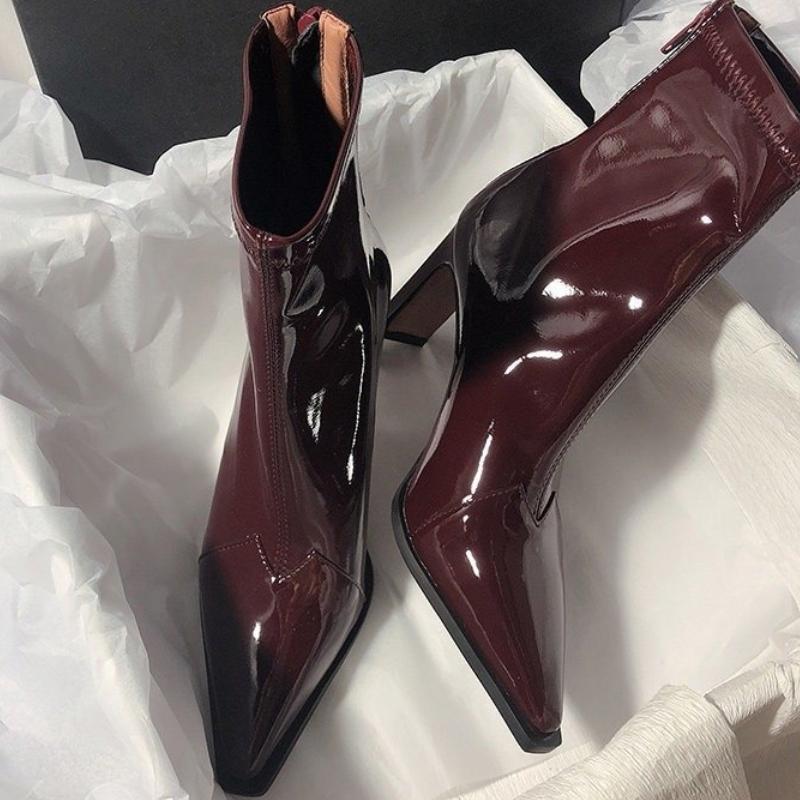 NEW Fashionable and high-quality Women Short Boots Fashion Zippers Shoes Retro Style Autumn Winter Pointed Toe Ladies Boot