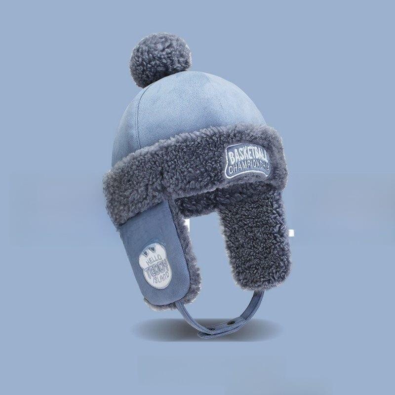 

Childrens Winter Riding Hat With Fluffy Fleece For Boys And Girls Ages 2 To 10 синій