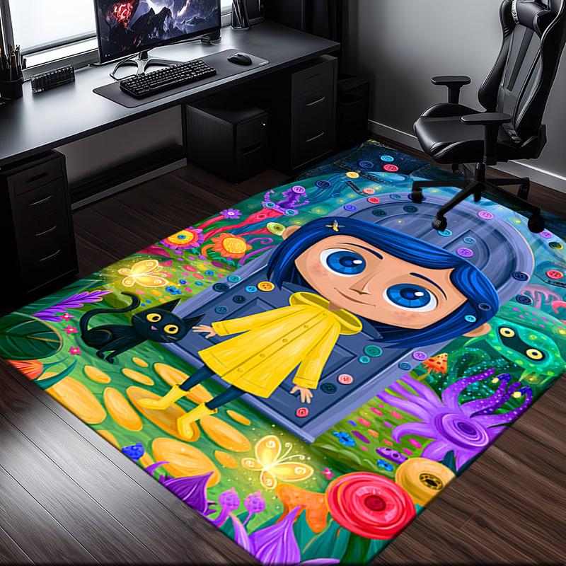 Mystery Coraline's World Rug Office Carpet Non-Slip Mat, Chair Rug Floor Covering for Gaming, Bedroom, Living Room , Home Decor Christmas Gift