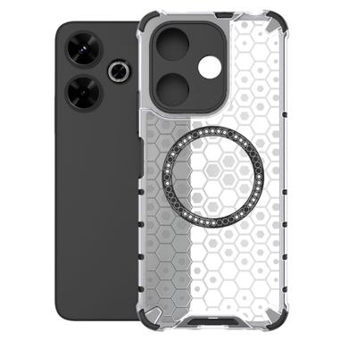For Redmi Note 13R Magnetic Ring Back Cover Phone Case Magsafe Ring Wireless Charge Lens Protect Shockproof Coverage Funda Cases