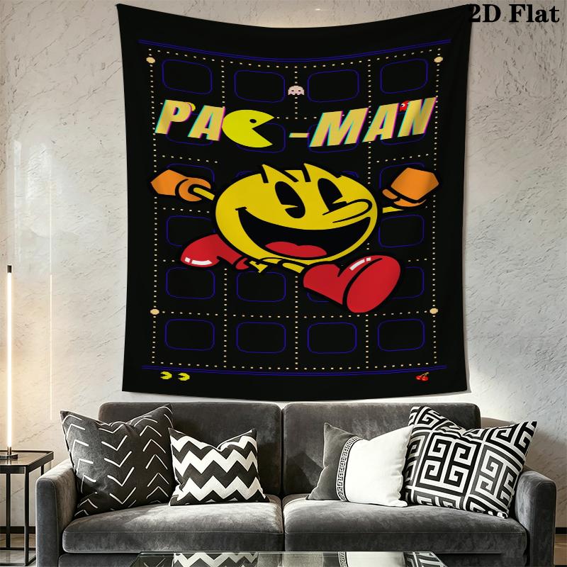 Pac Man Wall Tapestry Aesthetic Wall Hanging Printed Fabric Blanket Decorative Tapestries for Bedroom Living Room Home Decor