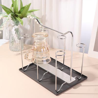 Stainless Steel Cup Drying Rack Upside-Down Saving Space Glass Cup Storage Rack with Handle Large Capacity