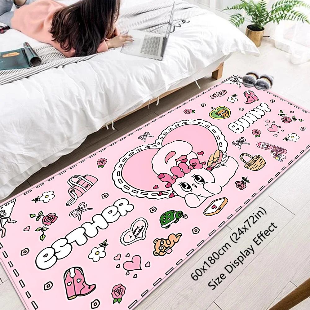 Esther Bunny Long Game Hallway Carpet INS Style Soft Bedroom Floor House Laundry Room Mat Anti-skid Bedside Area Rugs
